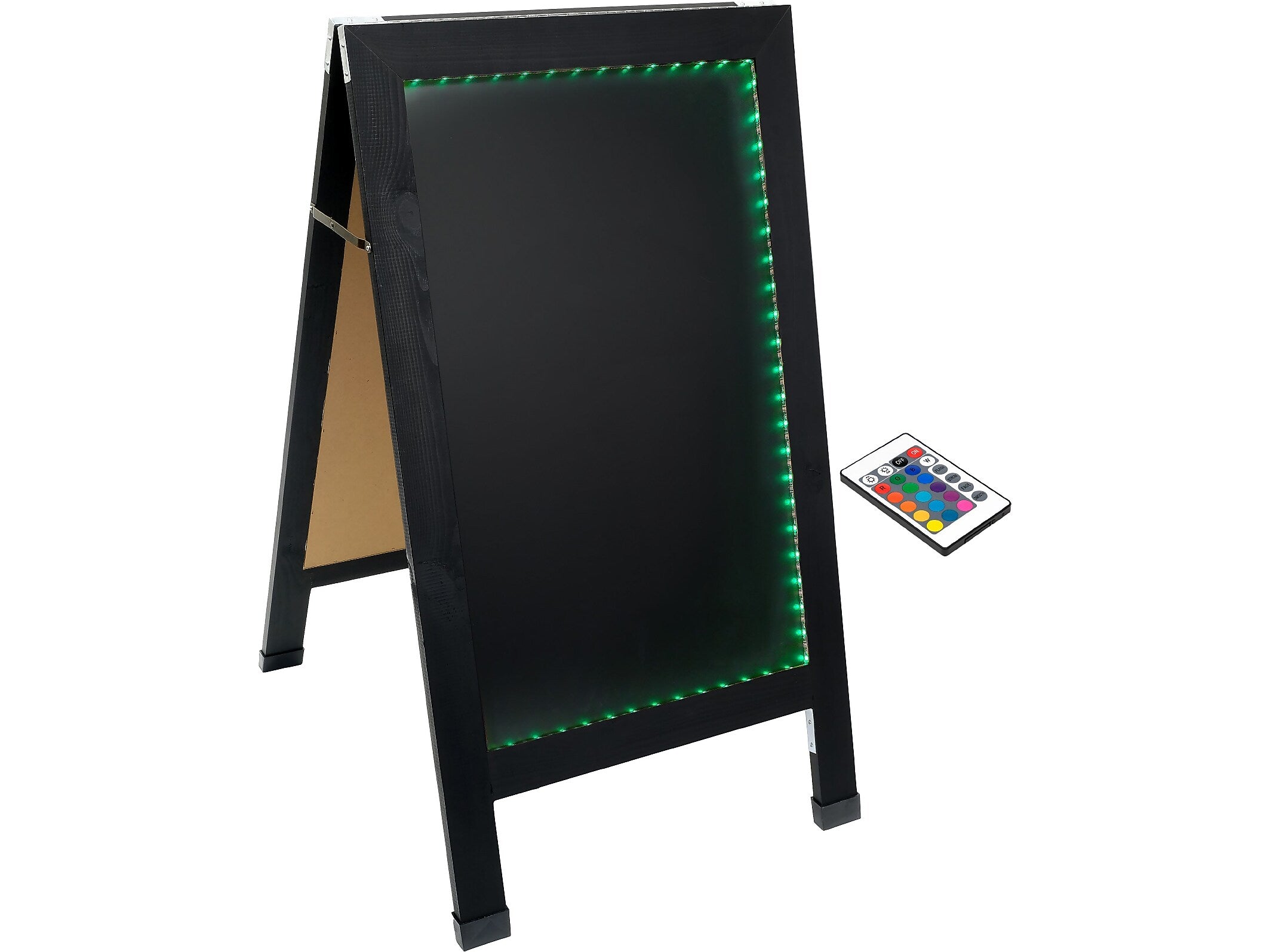 Excello Global Products Indoor/Outdoor Sidewalk LED Chalkboard Sign, 18" x 29", Black (CKB-0013-LED)