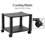 Mind Reader 2-Shelf Mobile Printer Utility Cart with Wheels, Black (PRCARTSM-BLK)
