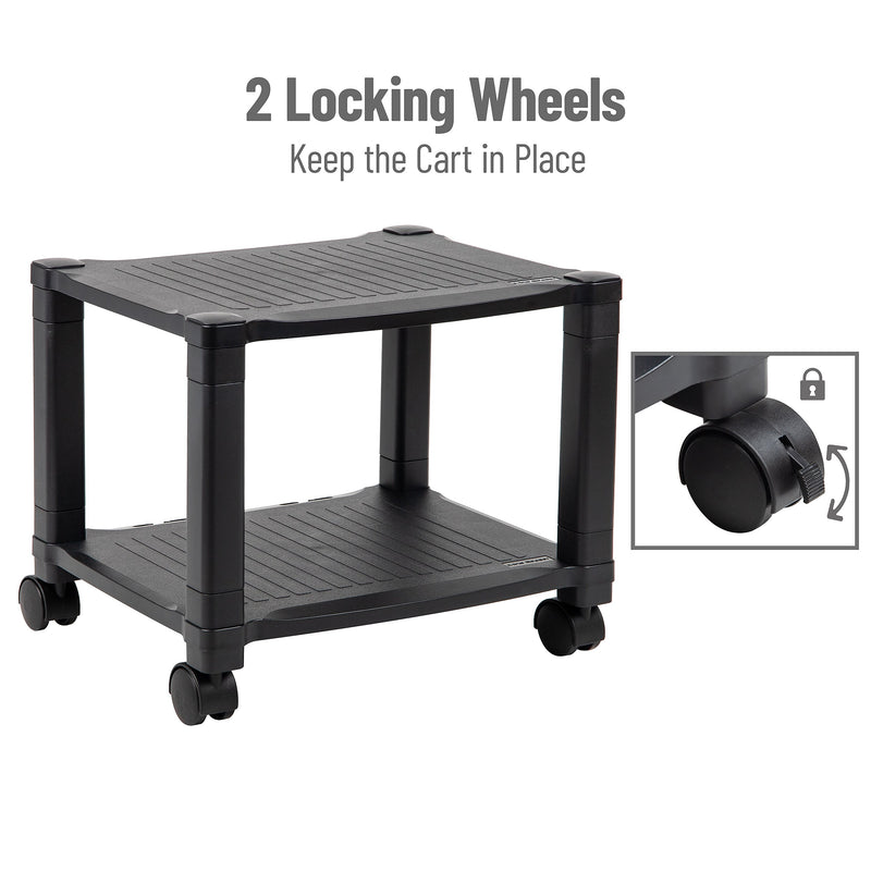Mind Reader 2-Shelf Mobile Printer Utility Cart with Wheels, Black (PRCARTSM-BLK)