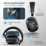 TREBLAB U5 Hybrid Active Noise Cancelling Over-Ear Headphones, Black