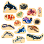 TickiT Wooden Sea Life Blocks, Multicolored, 15 Pieces/Set (CTU73566)