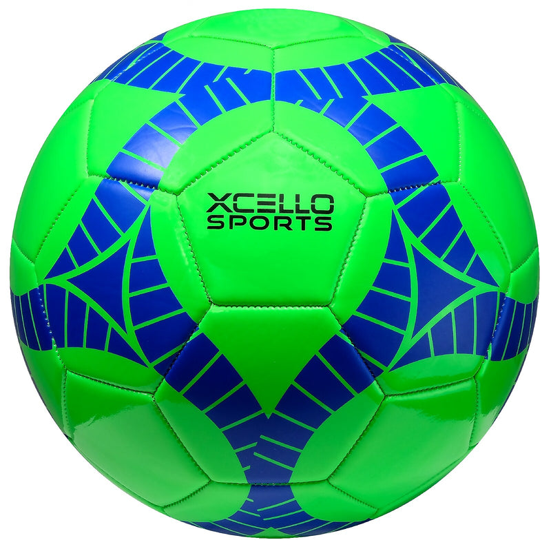 Xcello Sports Size 4 Soccer Balls with Pump, Orange/Green/Navy, 6/Pack (SB-S4-6-ASST-1)