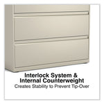 Alera 3-Drawer Lateral File Cabinet, Letter/Legal Size, Lockable, 40.25"H x 42"W x 18.63"D, Putty (ALEHLF4241PY)
