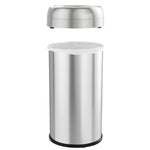 halo Stainless Steel Round Open Top Trash Can with Dual AbsorbX Odor Control System, Silver, 16 Gal. (OT16STR)