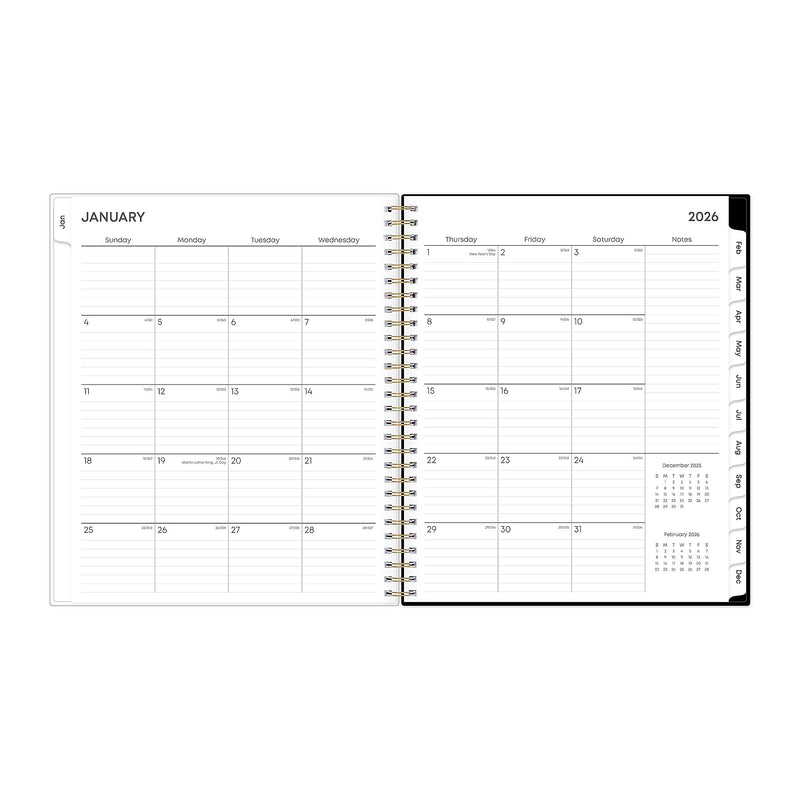 Planning Calendar BS Baccara Dark Poly CYO 8x10 RY26 Monthly Safety Wirebound -