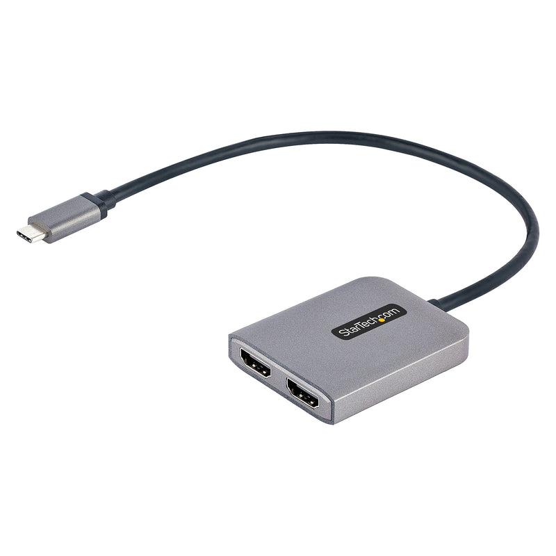 StarTech USB-C to Dual HDMI Video Adapter, Male to Female, 1ft Host Cable, DP 1.4, HBR3, MST, 4K 60Hz (MST14CD122HD)