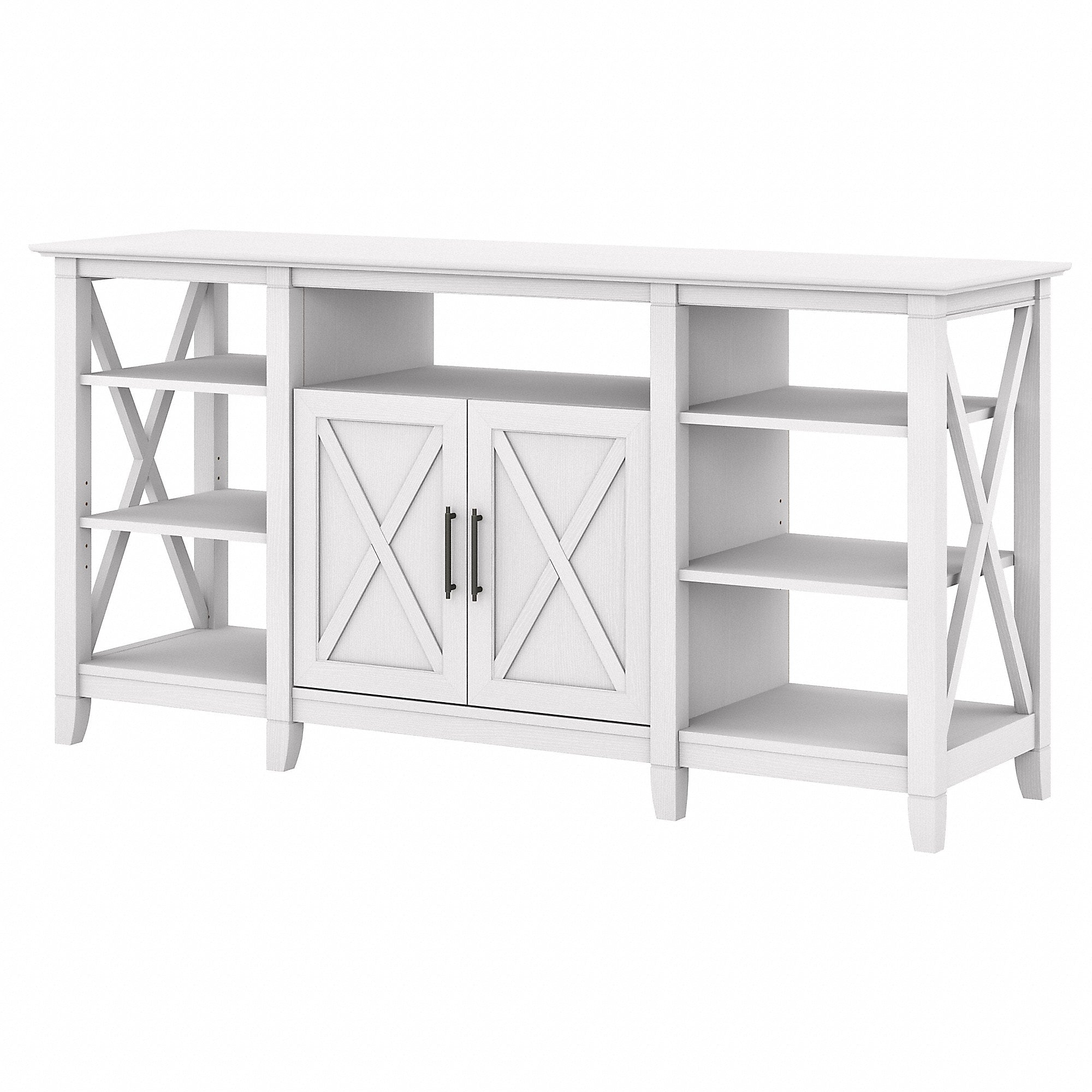 Bush Furniture Key West Console TV Stand, Screens up to 65", Pure White Oak (KWV160WT-03)