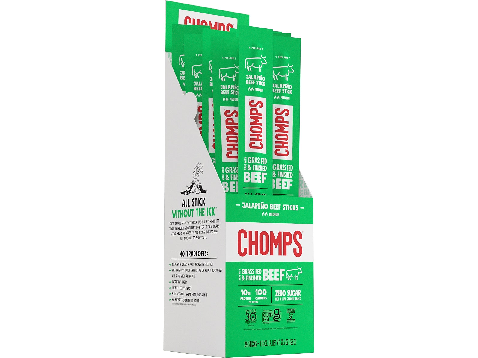 Chomps Jalapeno Beef Meat Stick, 1.15 oz., 24/Box (CJ24)