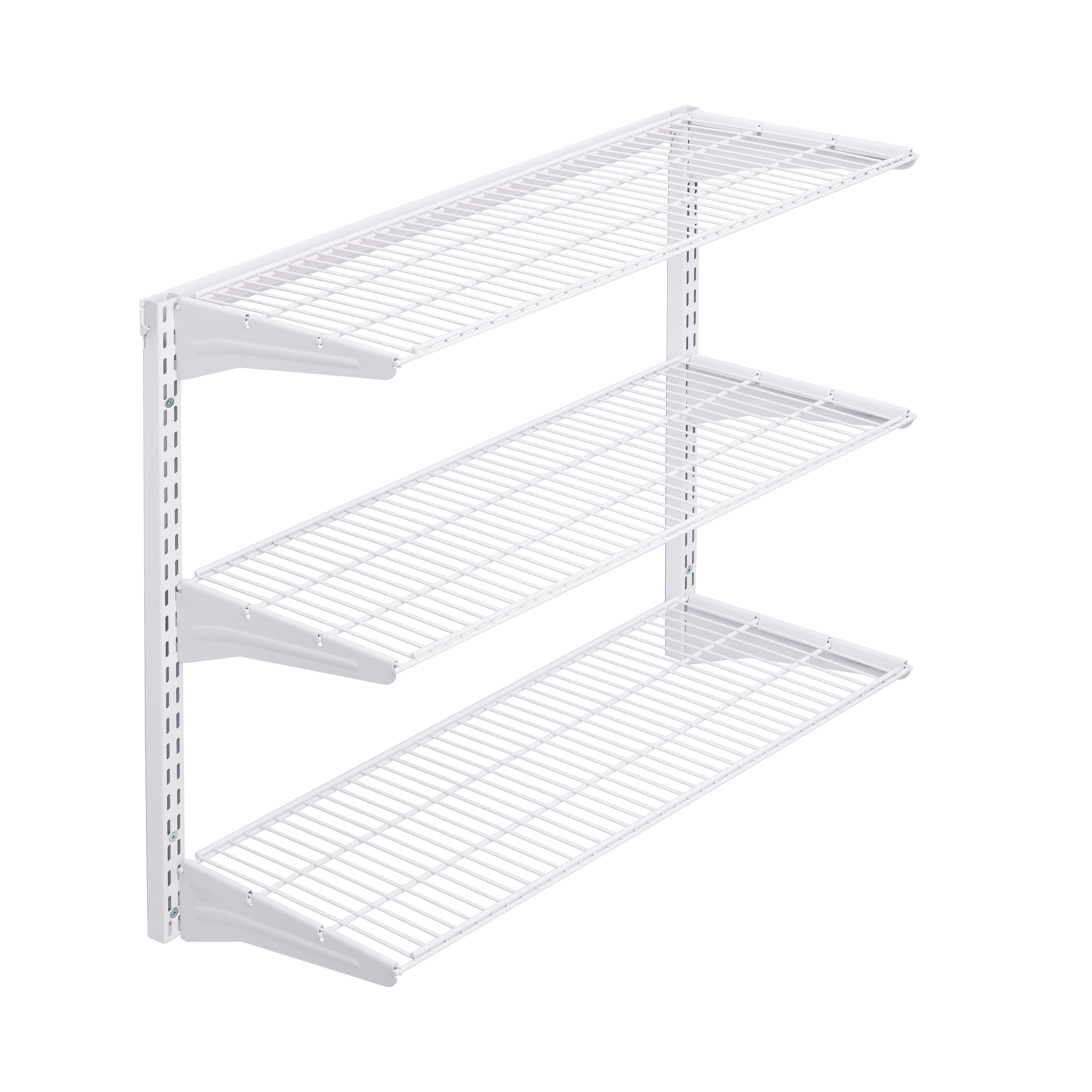 Triton Products Storability Wall Mount Shelving Unit with 3 Steel Wire Shelves (1795-WHT)