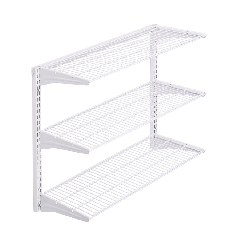 Triton Products Storability Wall Mount Shelving Unit with 3 Steel Wire Shelves (1795-WHT)