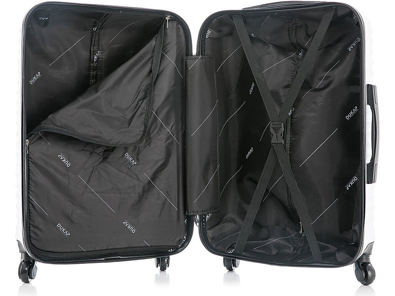 DUKAP Adly 3-Piece Hardside Spinner Luggage Set, TSA Checkpoint Friendly, White (DKADLSML-WHI)