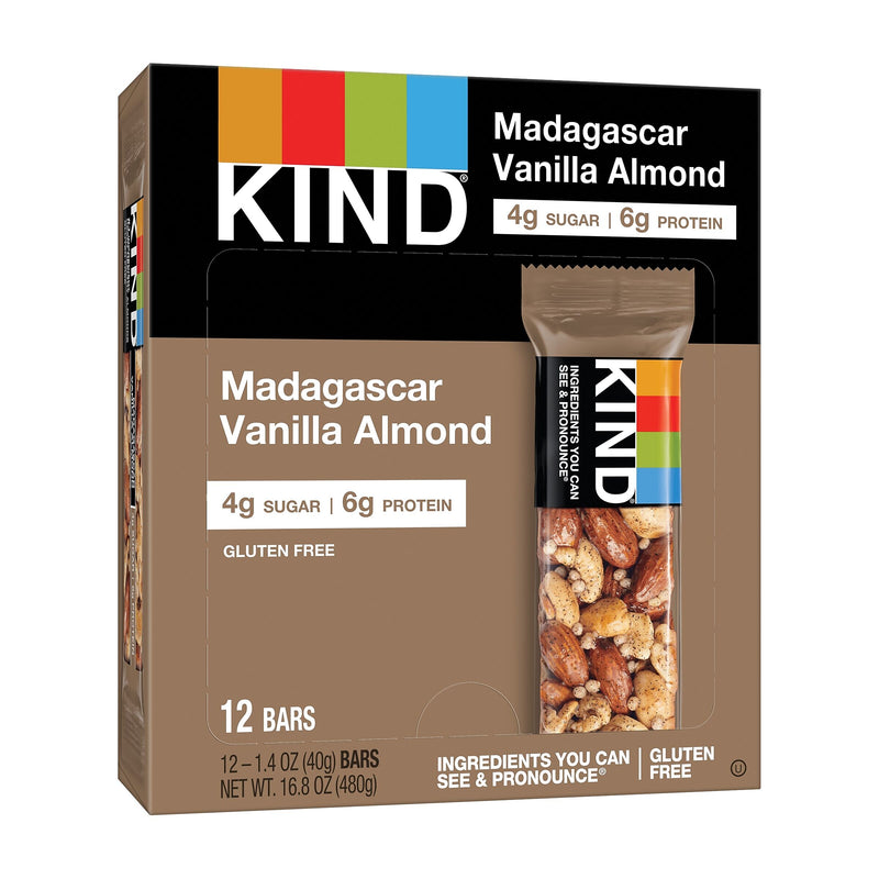 KIND Madagascar Vanilla Almond Nut Bar, 1.4 oz., 12 Bars/Box (KND17850)