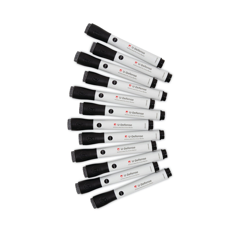 U Brands U-Defense Dry-Erase Markers, Broad Chisel Tip, Black, 12/Pack