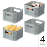 iDESIGN Medium Stackable Plastic Storage Bin, 5" x 8.43" x 8.43", Gray, 4/Pack (29213M4)