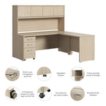 Bush Business Furniture Studio C 72"W L Shaped Desk with Hutch and Mobile File Cabinet, Natural Elm (STC006NESU)