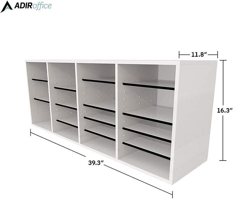 AdirOffice 24-Compartment Literature Organizer, 11.8" x 39.3", White (500-24-WHI)