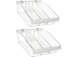 Azar 5.75" x 11.75" Pegboard 3-Compartment Medium Deep Bin Tray, Clear, 2/Pack (556130-M-DIV-2PK)