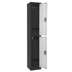AdirOffice 72'' 2-Tier Black and White Storage Locker (ADI629-202-B-W)