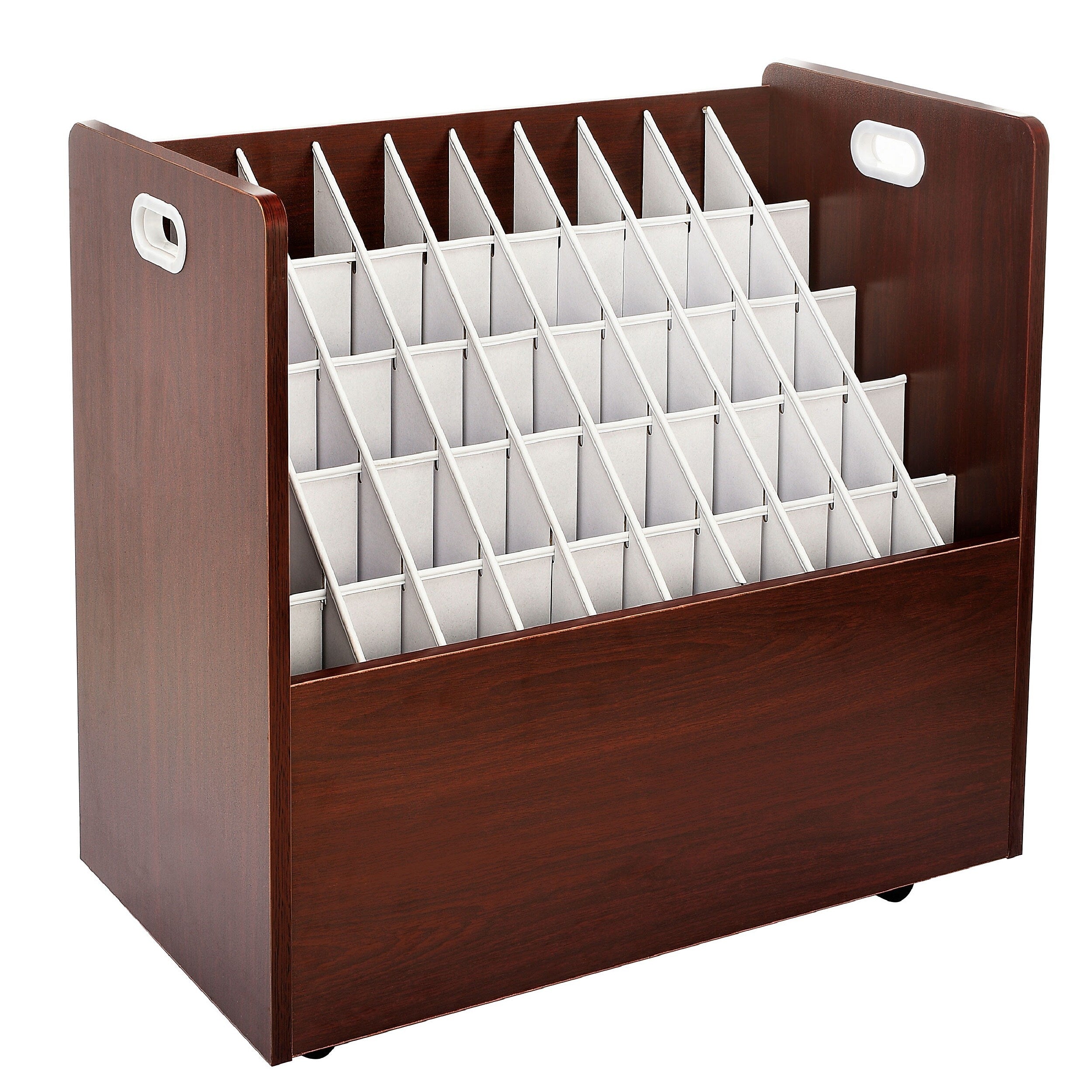 AdirOffice 50-Slot Mobile Roll File, 28.5"H x 30"W x 15.75"D, Mahogany (626-MA-KIT1)
