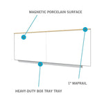 Ghent M1 Magnetic Porcelain Dry-Erase Whiteboard, Anodized Aluminum Frame, 4'H x 7' 4"W (A2M47)