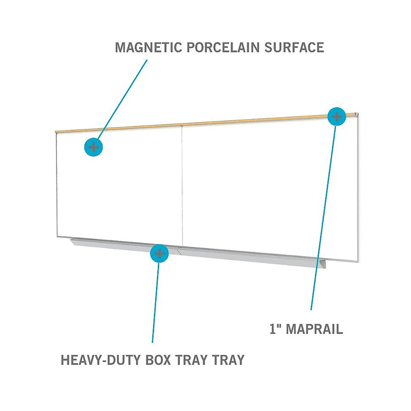 Ghent M1 Magnetic Porcelain Dry-Erase Whiteboard, Anodized Aluminum Frame, 4'H x 7' 4"W (A2M47)