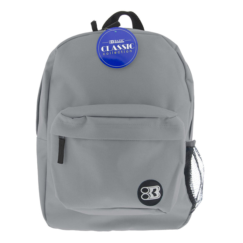 Bazic Classic Laptop Backpack, Medium, Gray (BAZ1061)