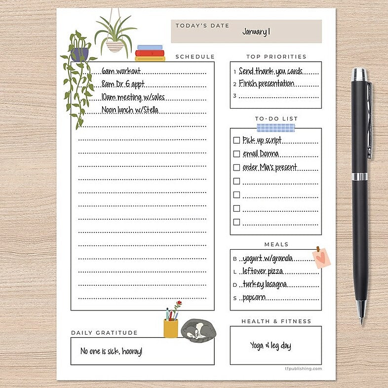 TF Publishing Daily Task Pad 6" x 8" Undated Standard, Paperboard Cover, Multicolored (99-6997)