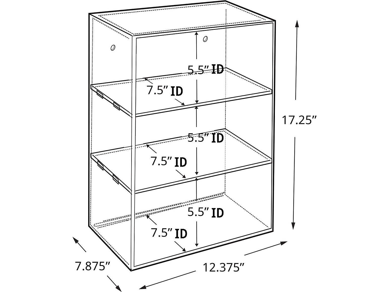 Azar 12.38"W Open Countertop Display Case, Clear, Each (255658)