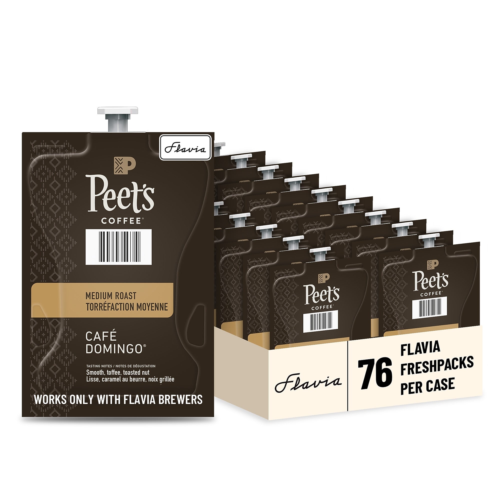 Peet's Coffee Cafe Domingo Coffee Flavia Freshpacks, Medium Roast, 76/Carton (LPC00262)