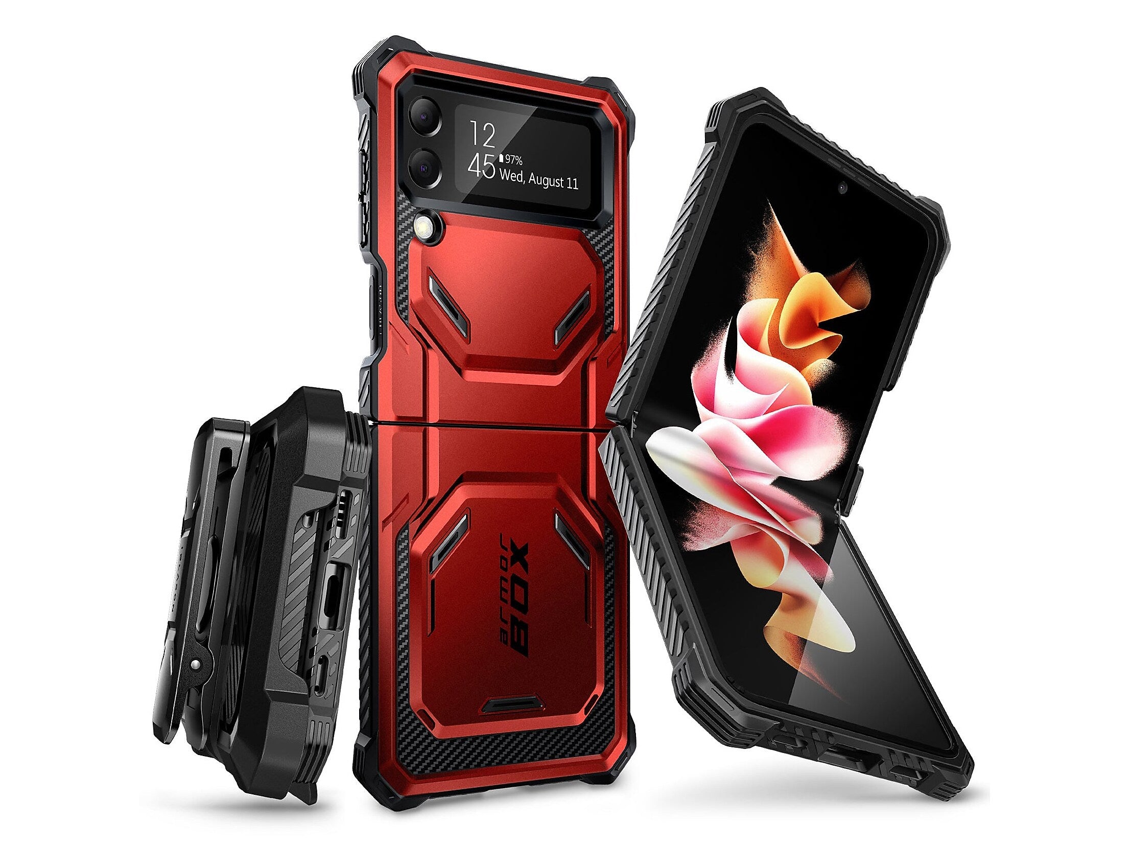 i-Blason Armorbox Metallic Red Rugged Case for Samsung Galaxy Z Flip4 (Galaxy2022-ZFlip4-5G-Armorbox-Ruddy)