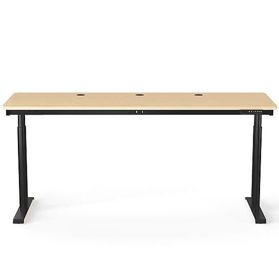 VersaDesk PowerLift 72"W Electric Rectangular Adjustable Standing Desk, Maple/Black (PLSDR7224-BM-APP )