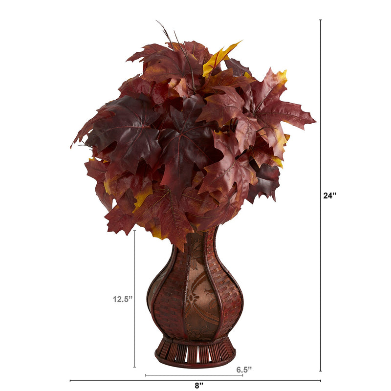 Nearly Natural 24" Autumn Maple Leaf Artificial Plant in Decorative Planter (P1547-BG)