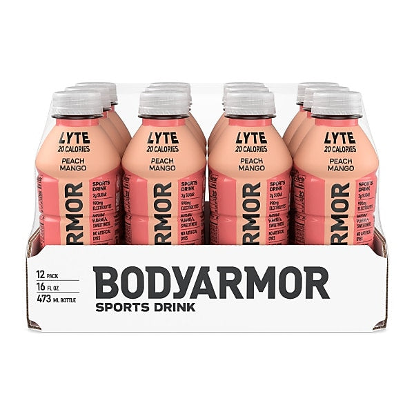 BodyArmor LYTE Peach Mango Sports Drink, 16 oz. Bottles, 12/Pack (100012-1.2)