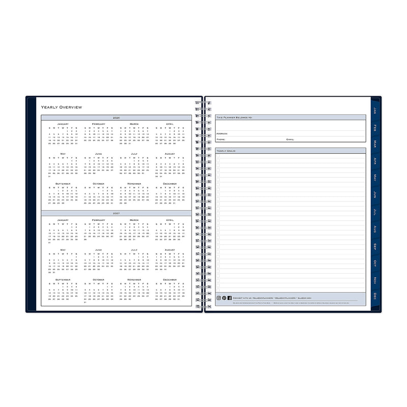 2026 Blue Sky Passages 8.5" x 11" Calendar Year Weekly & Monthly Planner, Faux Leather Cover, Navy (148659-26)