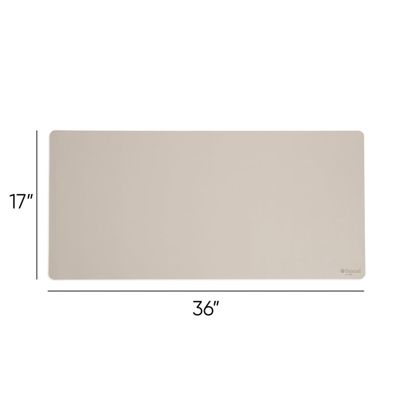 Smead Large Vegan Leather Anti-Slip Desk Pad, 36" x 17", Sandstone (64826)