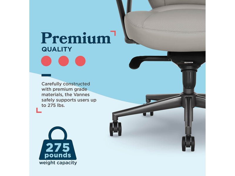 La-Z-Boy Vannes Ergonomic Polyurethane Swivel Executive Chair, Gray (60101-GRY)