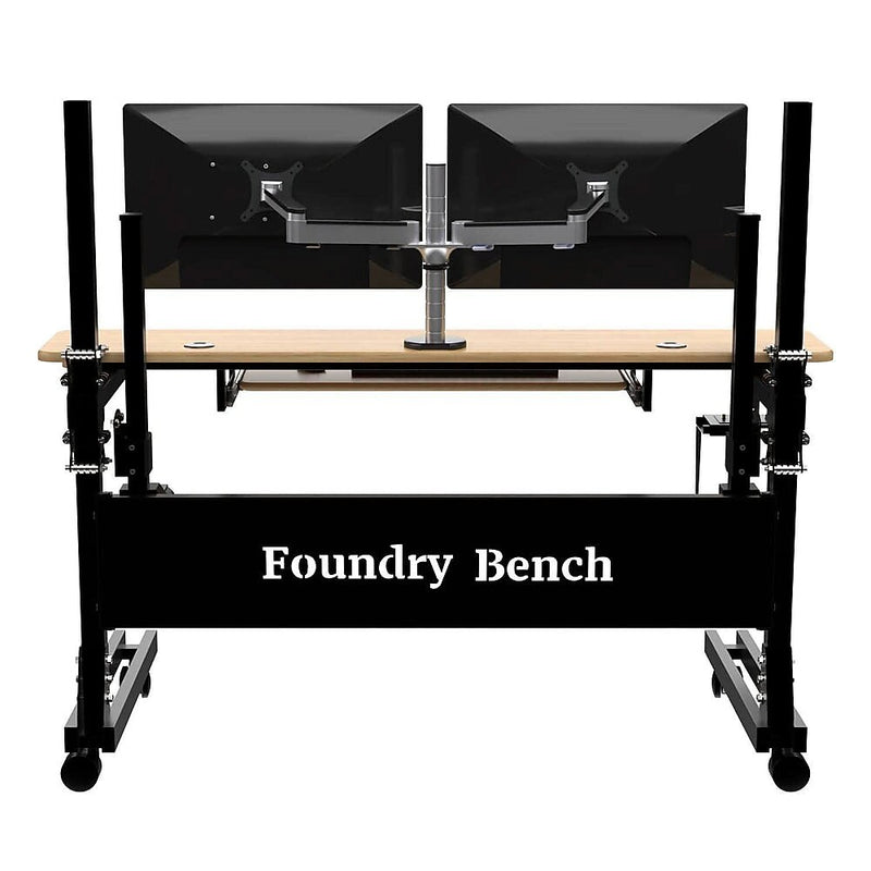 VersaDesk Foundry Bench 48"W Electric Rectangular Adjustable Standing Desk, Bamboo/Black (FB4830-BNB-APP)