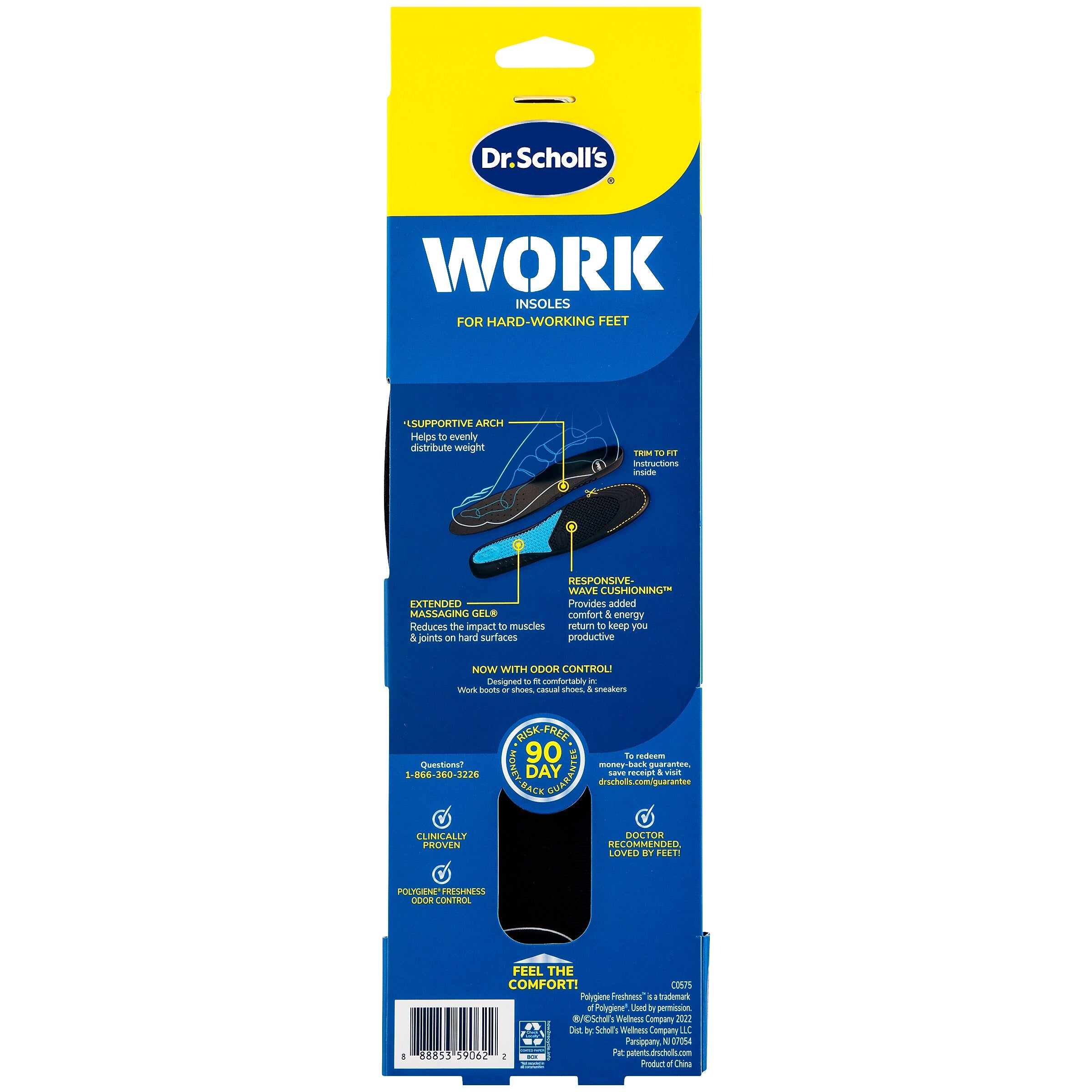 Dr. Scholl's Comfort and Energy Work Massaging Gel Insoles, Men Sizes 8-14, 2/Pair (DSC59062)