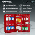 AdirOffice 48-Key Cabinet with Combination Lock and Key Tags, Red (682-48-RED-689-PKG)