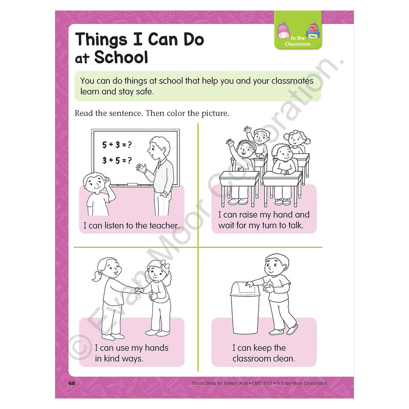 Evan-Moor Making Friends & Social Skills Bundle, Grade PreK Workbook, 2 Books/Set