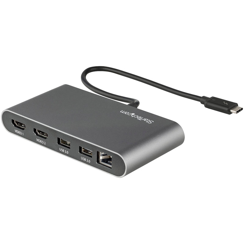 StarTech Thunderbolt 3 Mini Dock Portable Dual Docking Station, Gray (TB3DKM2HDL)