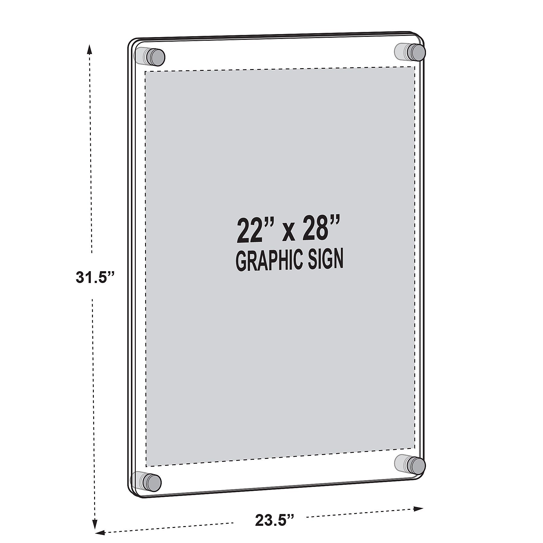 Azar Poster Holder, 23.5" x 31.5", Wall Mounted, Gold, Acrylic (105531-GLD)