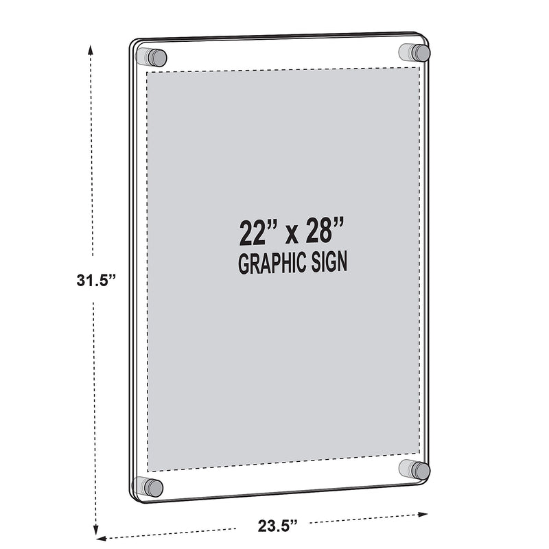 Azar Poster Holder, 23.5" x 31.5", Wall Mounted, Gold, Acrylic (105531-GLD)