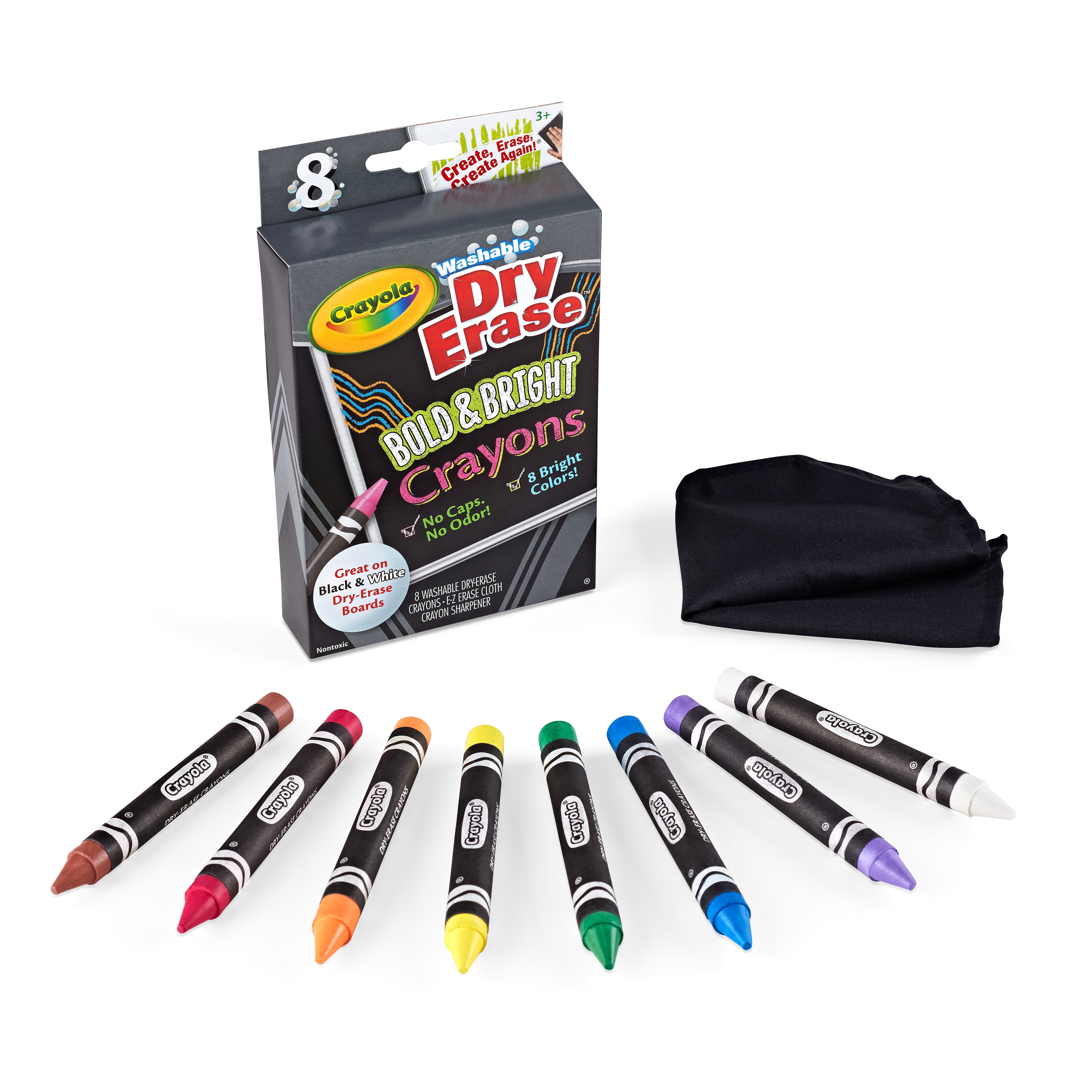 Crayola Washable Dry Erase Crayon, Assorted Colors, 8/Box (98-5202)