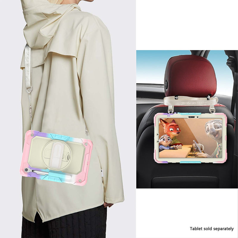 SaharaCase Raider Series Heavy Duty Case with Hand Strap for Galaxy Tab S10 FE /S9/S9 FE, Sunset Sorbet (TB00464)