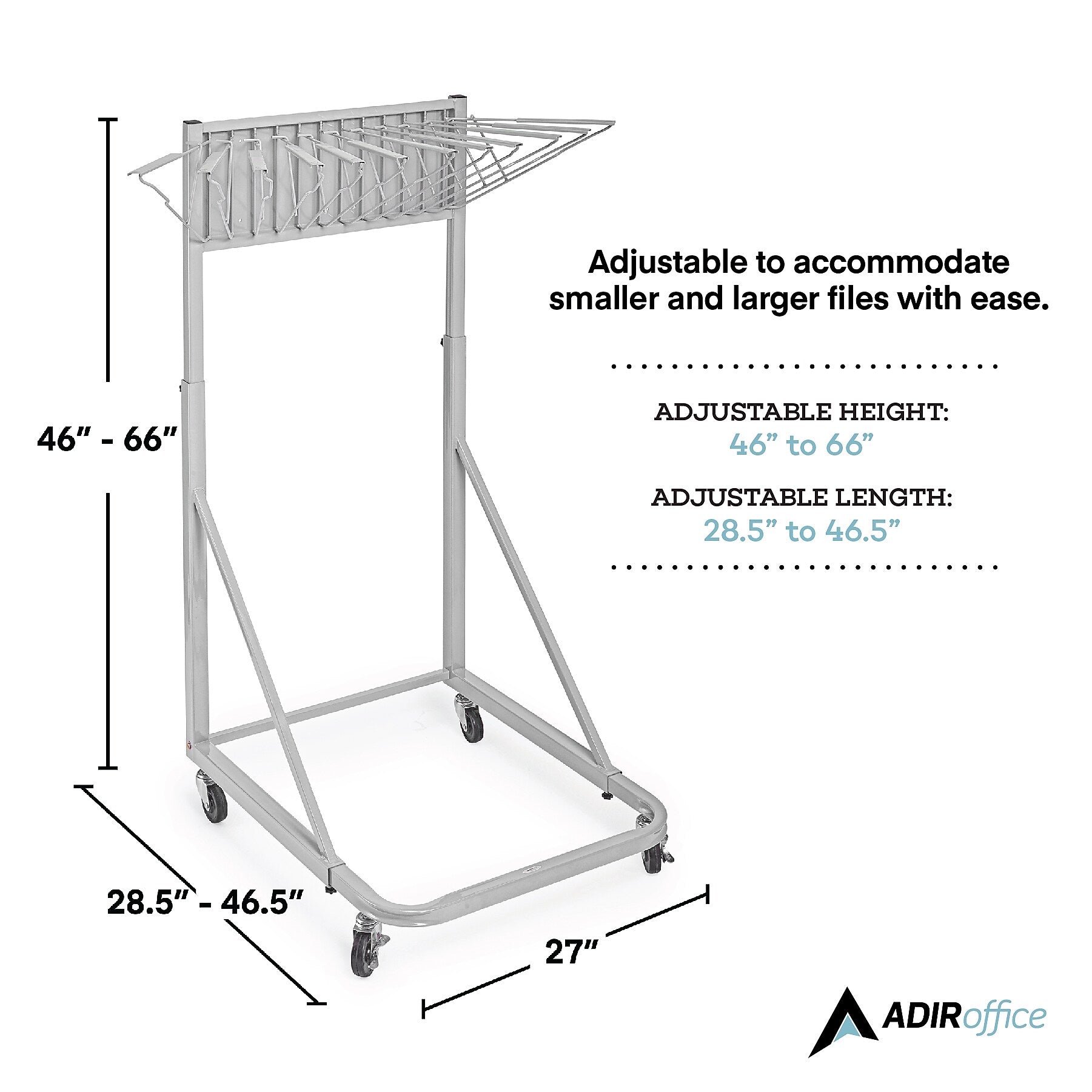AdirOffice Steel Vertical File Blueprint Rolling Storage Stand, Grey (613-KIT1)