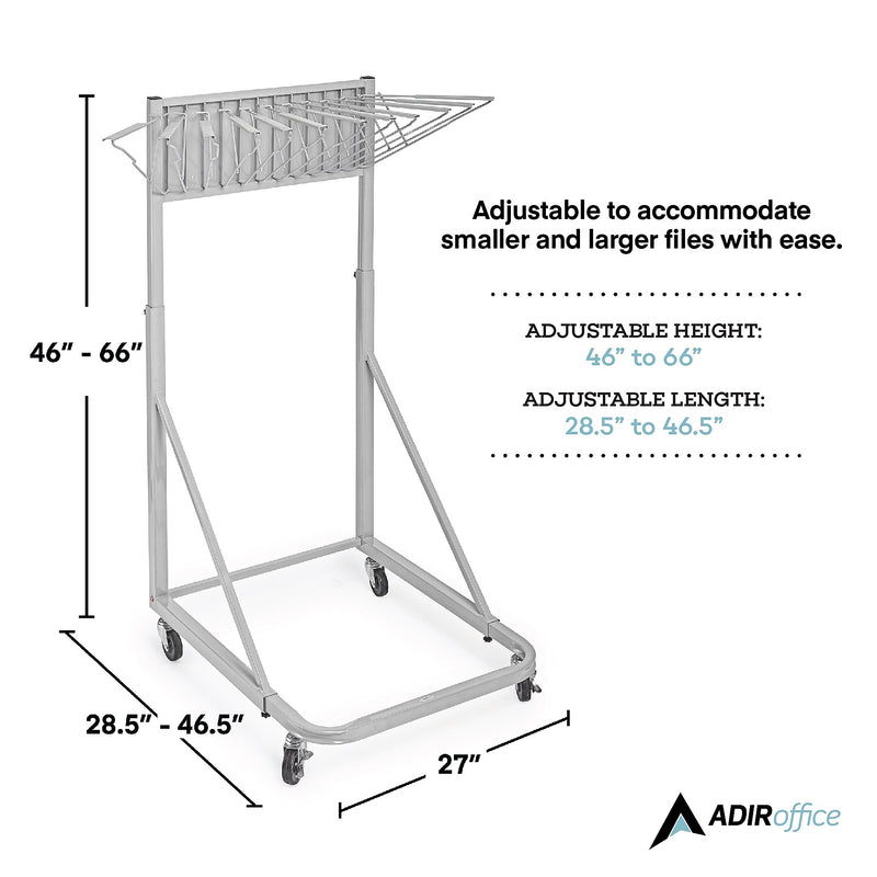 AdirOffice Steel Vertical File Blueprint Rolling Storage Stand, Grey (613-KIT1)