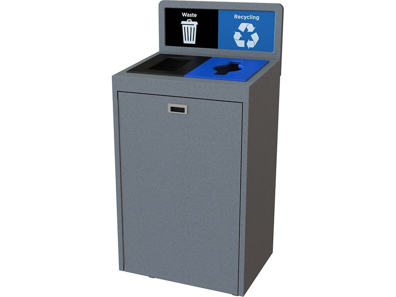 CleanRiver TIM Plastic Dual-Stream Recycling Station, 36 Gallon, Gray (TIM36-2-WR-GY)