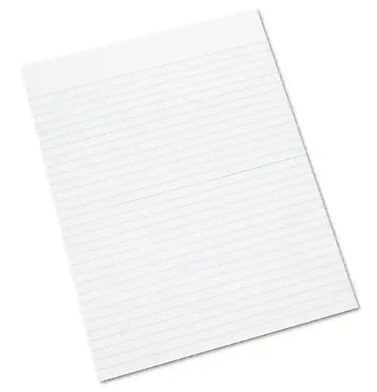 SKILCRAFT Writing Pad, Wide/Legal Rule, 100 White 8.5 x 11 Sheets, Dozen (NSN1245660)