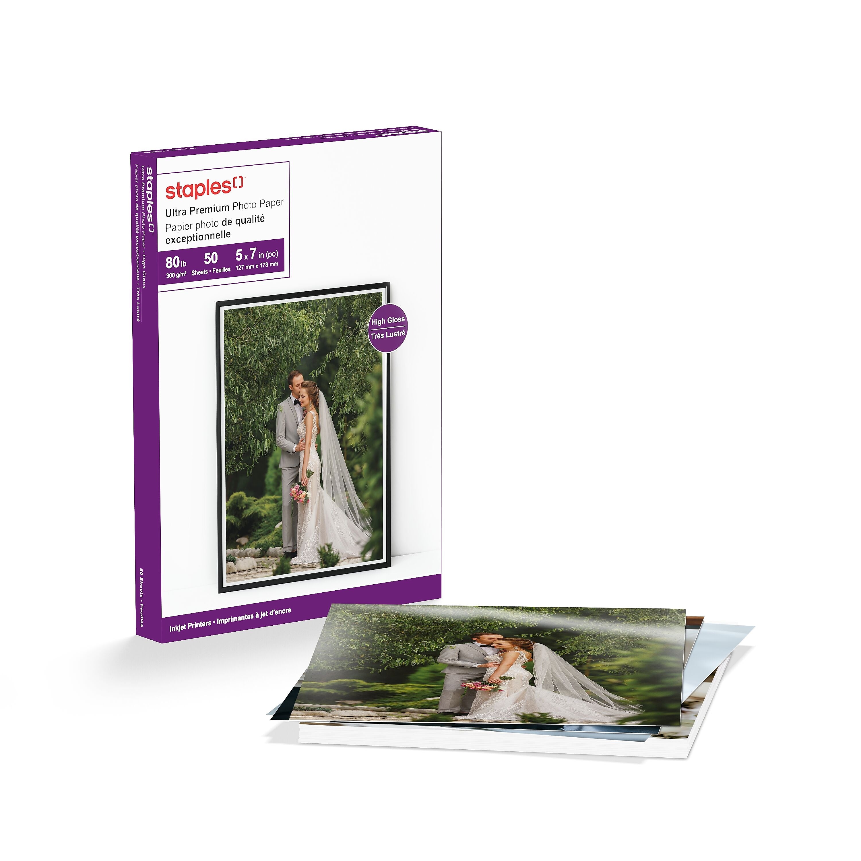 Staples Supreme Glossy Photo Paper, 5" x 7", 50/Pack (ST19892)